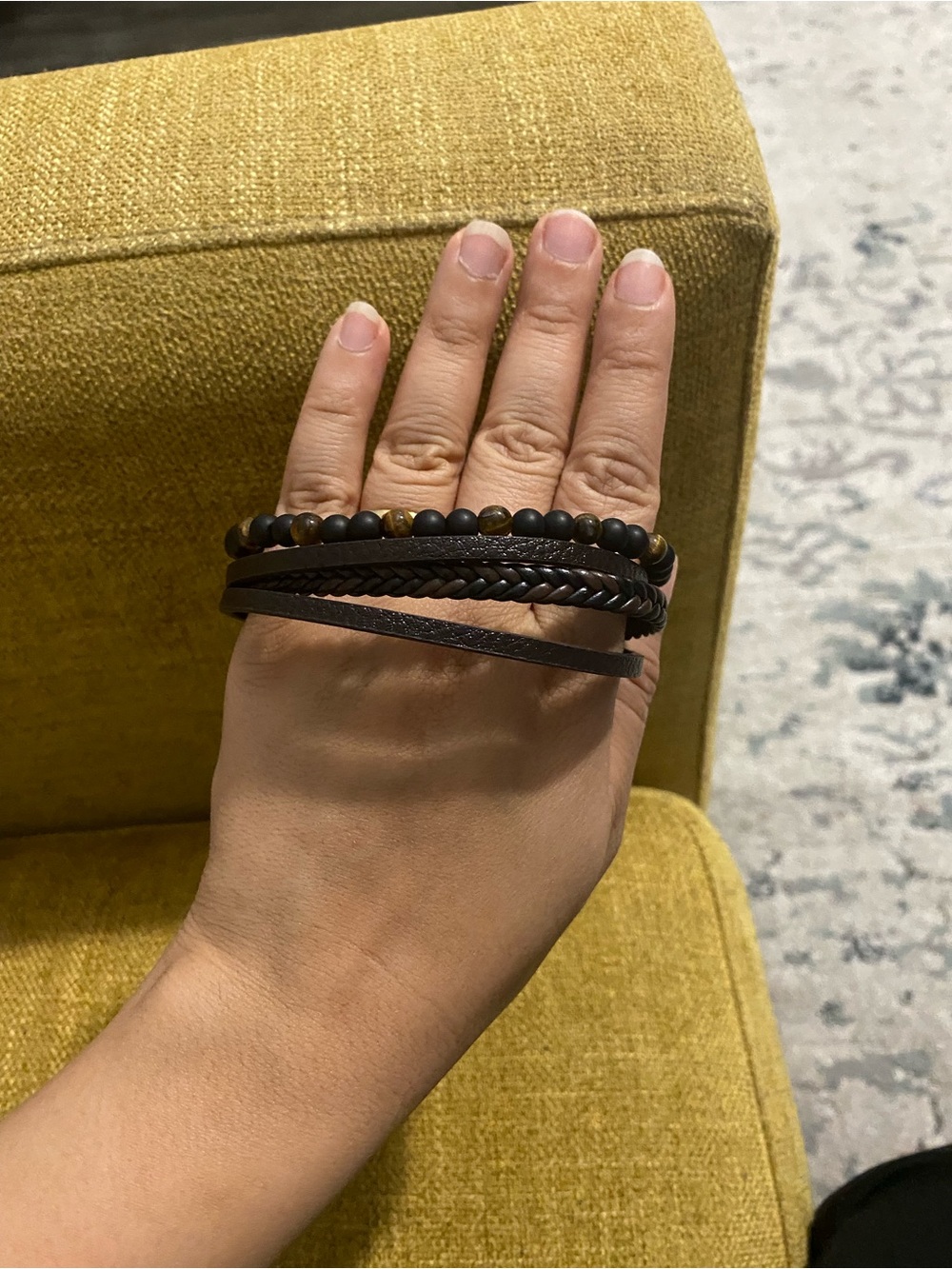 Brown Multi-Strand Beaded and Leather Wrap Bracelet